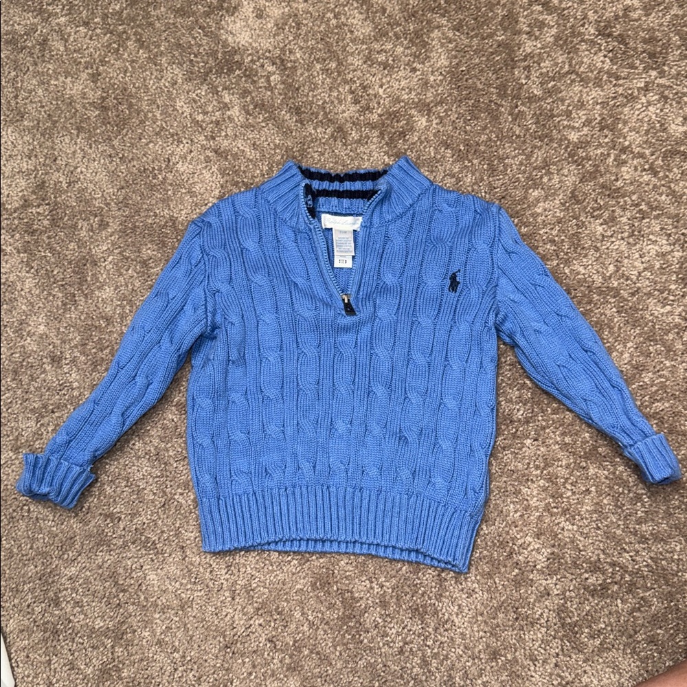Ralph Lauren Toddler Blue Cable Knit Sweater